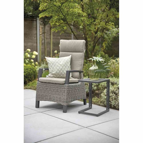 Siena Garden Dining Sessel CORIDO MOVE, Aluminium Anthrazit / Gardino-Geflecht Charcoal Grey / Kissen 100 % Polypropylen Taupe meliert - Abverkauf