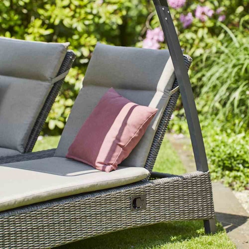 Siena Garden Loungeinsel CORIDO, Aluminium Anthrazit / Polyrattan Charcoal Grey / Kissen 100 % Polypropylen Taupe meliert - Abverkauf