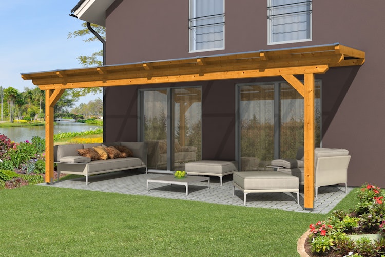 Skan Holz Terrassendach Ancona Leimholz o. Mittelpfosten 648 cm