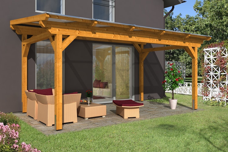 Skan Holz Sanremo aus Leimholz ohne Mittelpfosten Breite 541 cm freistehende Terrassenüberdachung