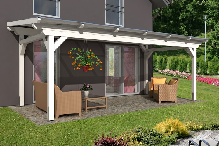 Skan Holz Sanremo aus Leimholz ohne Mittelpfosten Breite 648 cm freistehende Terrassenüberdachung