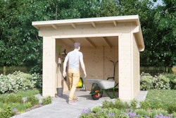 Skan Holz Gerätehaus Ole mit offenem Arbeitsbereich - 28 mm