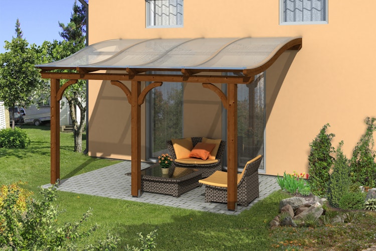 Skan Holz Terrassenüberdachung Venezia mit Mittelpfosten Breite 434 cm