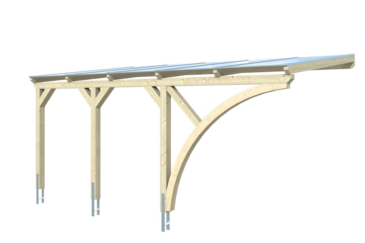 Skan Holz Wandanbau-Carport Eifel mit Einfahrtsbogen 300 x 541 cm Bild