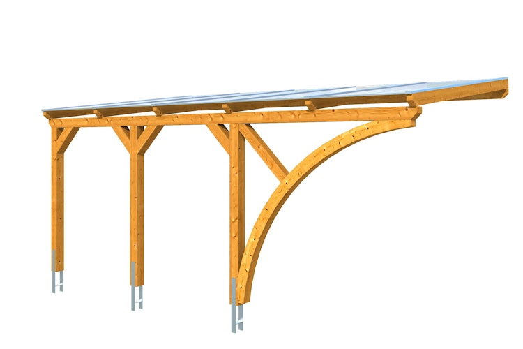 Skan Holz Wandanbau-Carport Eifel mit Einfahrtsbogen 300 x 541 cm Bild