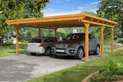 Skan Holz Emsland - Flachdach Doppelcarport aus Leimholz Breite 613 cm