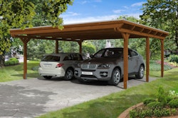 Skan Holz Emsland - Flachdach Doppelcarport aus Leimholz Breite 613 cm