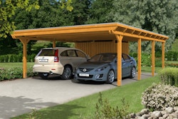 Skan Holz Emsland - Flachdach Doppelcarport aus Leimholz Breite 613 cm