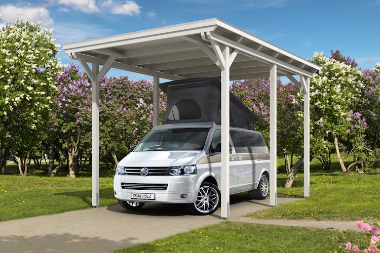 Skan Holz Caravan-Carport Emsland 404x604 cm mit erhöhter Einfahrt Bild