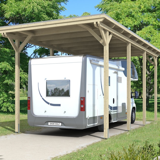 Skan Holz Caravan-Carport Emsland 404x846 cm mit erhöhter Einfahrt |  Mein-Gartenshop24