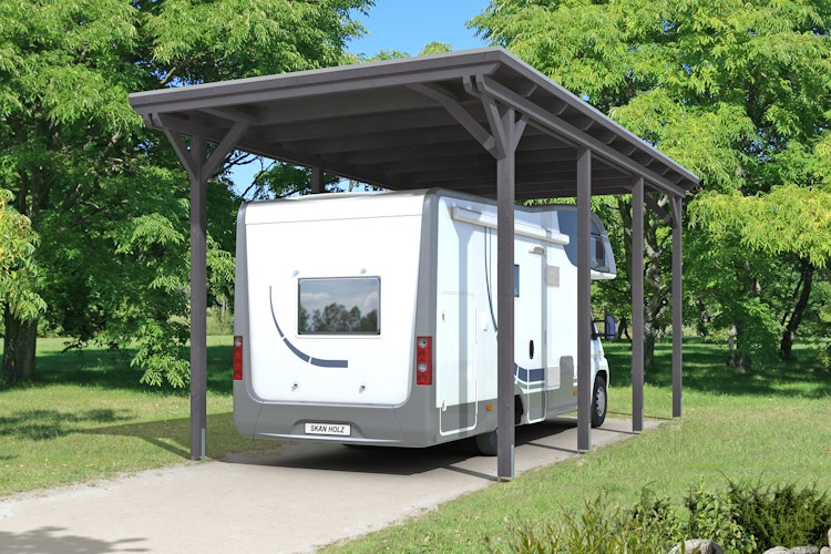 Skan Holz Caravan-Carport Emsland 404x846 cm mit erhöhter Einfahrt