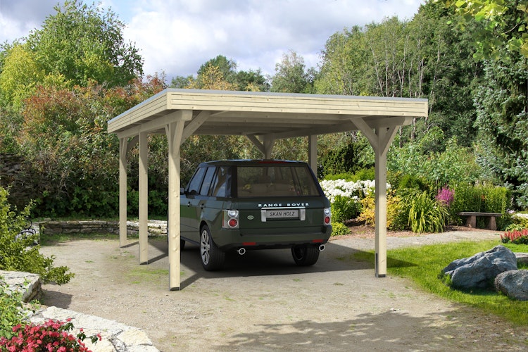 Skan Holz Spessart- Flachdach Einzelcarport aus Leimholz Breite 355 cm Bild