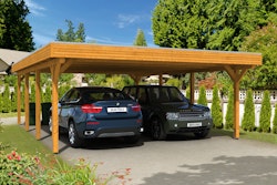 Skan Holz Spessart- Flachdach Doppelcarport aus Leimholz Breite 611 cm