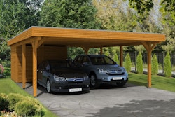 Skan Holz Spessart- Flachdach Doppelcarport aus Leimholz Breite 611 cm