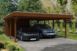 Skan Holz Spessart- Flachdach Doppelcarport aus Leimholz Breite 611 cm