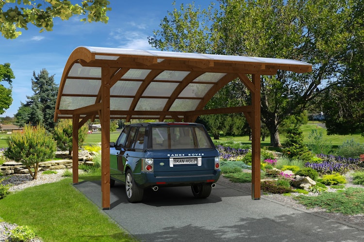 Skan Holz Schwaben - Bogendach Einzelcarport aus Leimholz Breite 434 cm