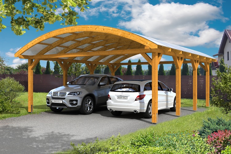 Skan Holz Franken - Bogendach Doppelcarport aus Leimholz Breite 635 cm Bild