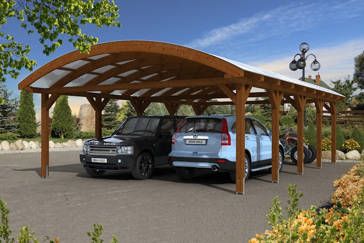 Skan Holz Franken - Bogendach Doppelcarport aus Leimholz Breite 635 cm