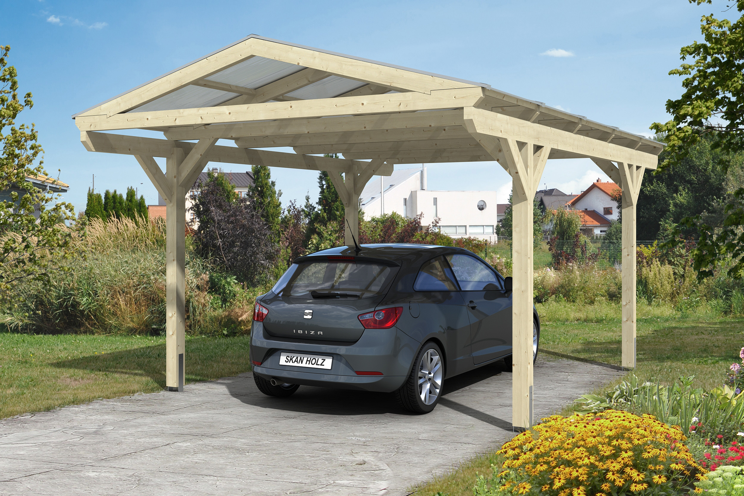 Vorschaubild Galerie Skan Holz Westerwald Design Einzelcarport aus Leimholz Breite 362 cm