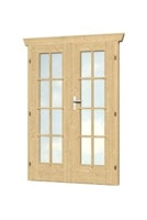 Skan Holz Doppeltür vollverglast für 28 mm Blockbohlenhäuser Echtglas (B)