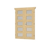 Skan Holz Doppeltür vollverglast für 28 mm Blockbohlenhäuser Milchglas (C)