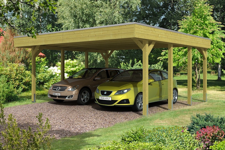 Skan Holz Friesland - Flachdach Doppelcarport Profil - Breite 557 cm Nadelholz Bild