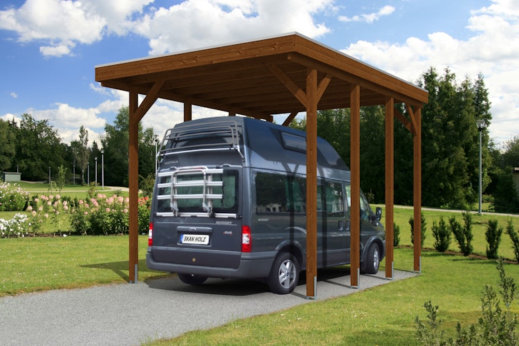 Skan Holz Caravan-Carport Friesland 397x555 cm mit erhöhter Einfahrt