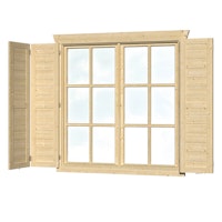 Skan Holz Fensterläden für Blockbohlenhäuser Doppelfenster groß