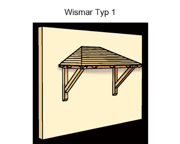 Skan Holz Walmdach Vordach Doppeltür Wismar