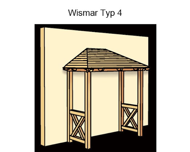 Skan Holz Walmdach Vordach Doppeltür Wismar
