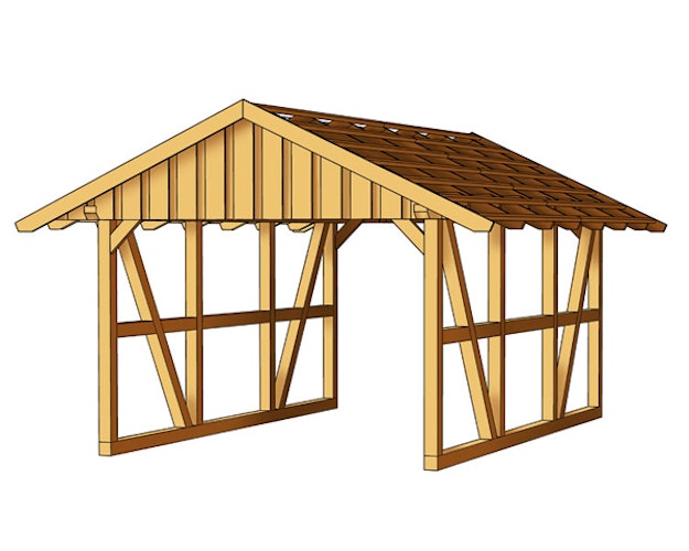 Skan Holz Schwarzwald - Satteldach Einzelcarport Breite 424 cm
