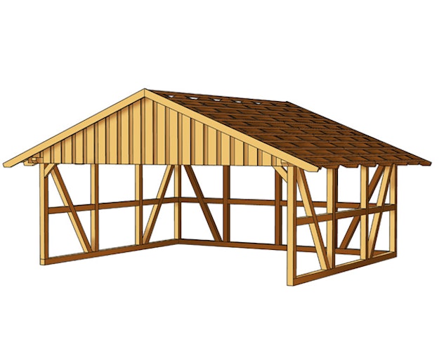 Skan Holz Schwarzwald - Satteldach Doppelcarport Breite 684 cm