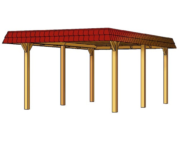 Skan Holz Wendland - Walmdach Doppelcarport aus Leimholz Breite 630 cm