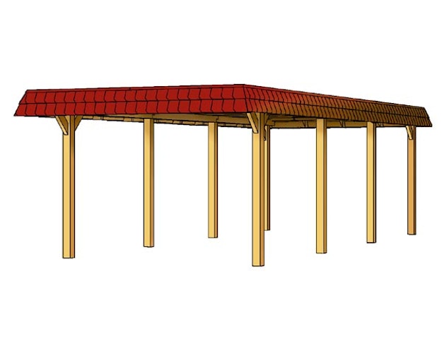 Skan Holz Wendland - Walmdach Doppelcarport aus Leimholz Breite 630 cm