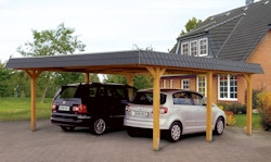 Skan Holz Wendland - Walmdach Doppelcarport aus Leimholz Breite 630 cm