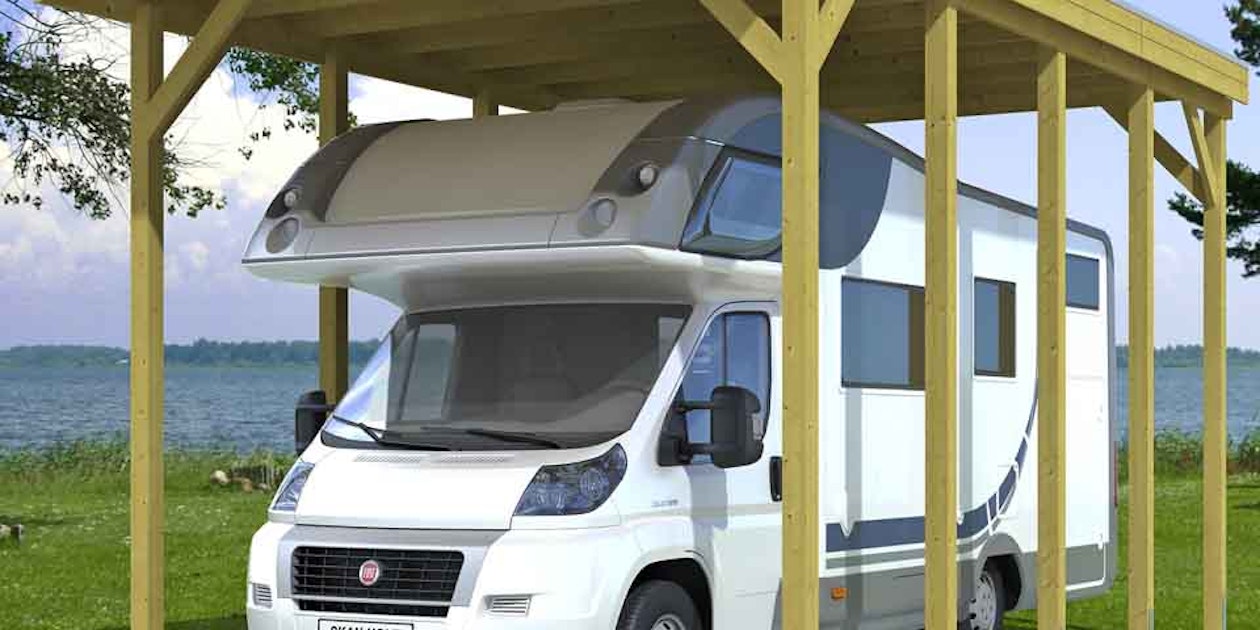 Skan Holz Caravan-Carport Friesland 397x708 cm mit erhöhter Einfahrt |  Mein-Gartenshop24