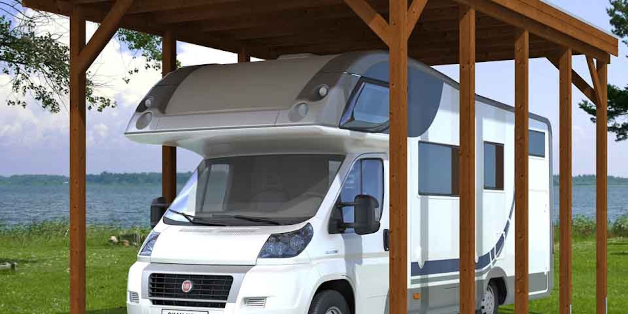 Skan Holz Caravan-Carport Friesland 397x708 cm mit erhöhter Einfahrt | Skan  Holz Shop