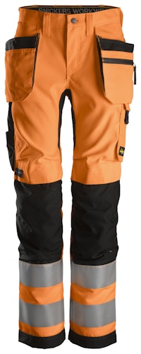 Snickers AllroundWork, Damen-High-Vis-Hose+ mit Holstertaschen, Warnschutzklasse 2