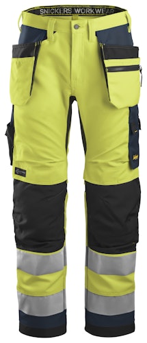 Snickers AllroundWork, High-Vis-Arbeitshose+ mit Holstertaschen, Warnschutzklasse 2