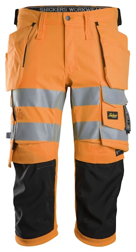 Snickers High-Vis-Stretch-Piratenhose mit Holstertaschen, Warnschutzklasse 1/2