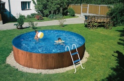myPOOL Swimming Pool Poolset Splash mit Kartuschen Filteranlage - Holzoptik