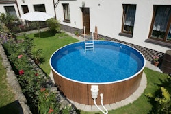 myPOOL Swimming Pool Poolset Splash mit Sandfilteranlage - Holzoptik
