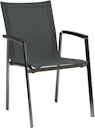 STERN Gartenmöbel-Set NEW TOP, Tisch 200 x 100 + 6 Stapelsessel, Edelstahl / HPL Silverstar