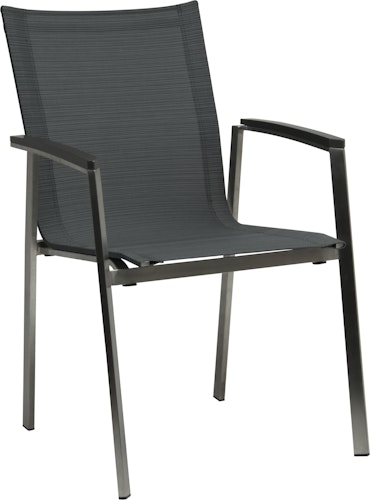 STERN Gartenmöbel-Set NEW TOP, Tisch 200 x 100 + 6 Stapelsessel, Edelstahl / HPL Silverstar