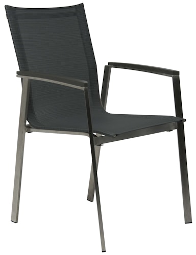 STERN Gartenmöbel-Set NEW TOP, Tisch 200 x 100 + 6 Stapelsessel, Edelstahl / HPL Silverstar