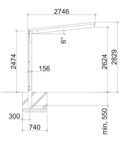 Ximax Carport Swingline Typ 60 531 x 274 cm schwarz Bild