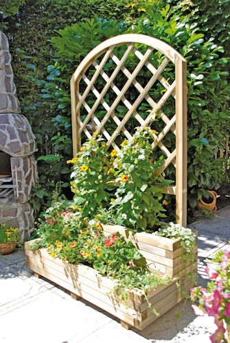 T&J VITJA Blumenkübel B 100 x T 50 x H 40 cm, 2 Stufen inkl. Folieneinsatz