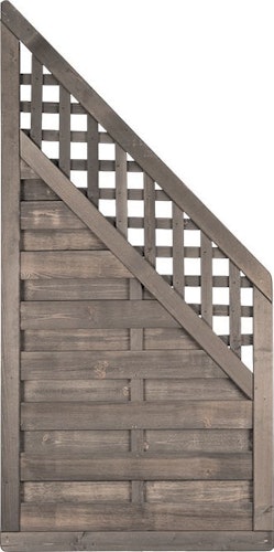 T&J BARTEK Lamellenzaun ECKE grau lasiert 90 x 180/90 cm