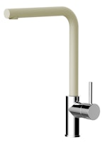 Wasserhahn Küchenarmatur, SAM, mit 360° schwenkbarem L-Auslauf, Verchromt / Sand Beige