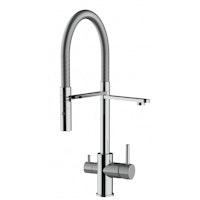 3 Wege Wasserhahn Küchenarmatur, FL, mit 360° schwenkbarem Auslauf, abnehmbare 2 strahl Handbrause, Verchromt